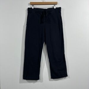 American Giant Womens Sweatpants Black Wide Leg Medium Lounge Made in USA